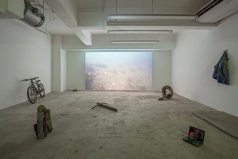 Installation view, 2015 “DIALOGUES 2nd “River Town” (Kawa no Machi) ” Nihonbashi Institution of Contemporary Arts, Tokyo