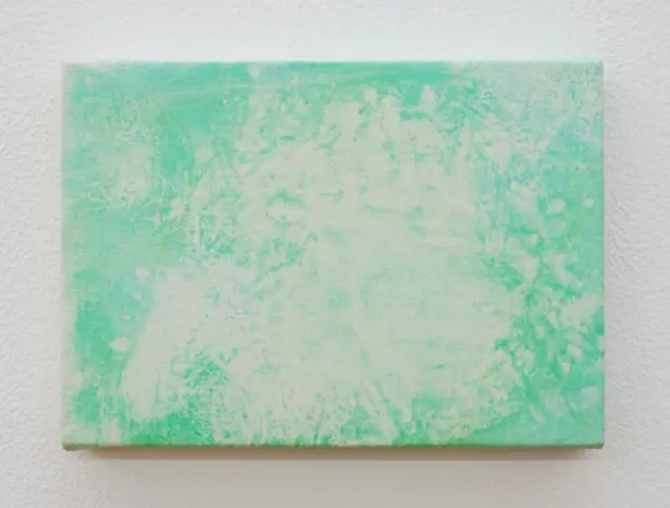 "＊ fickle dots (green)" 2017, oil on canvas, 15.8×22.7cm